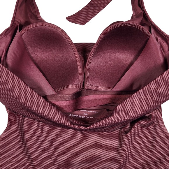 SPANX Shape Burgundy Halter One Piece Swimsuit XL Extra Large Swimwear $188 NWT - Picture 6 of 11